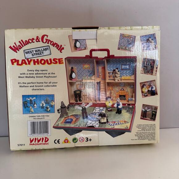 Wallace and Gromit West Wallaby Street Playhouse Vintage 1989 Travel Case Vivid - Picture 4 of 12